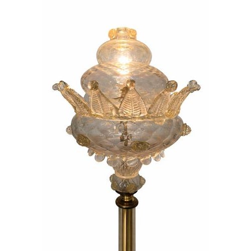 Glass Vintage Floor Lamp in Precious Gold Murano Glass, 1960 For Sale - Image 7 of 18