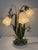Playful Italian Florentine Table Lamp with lily of the valley Flowers Italy 1980s Frosted Glass Shades 3 x E12 / E14...