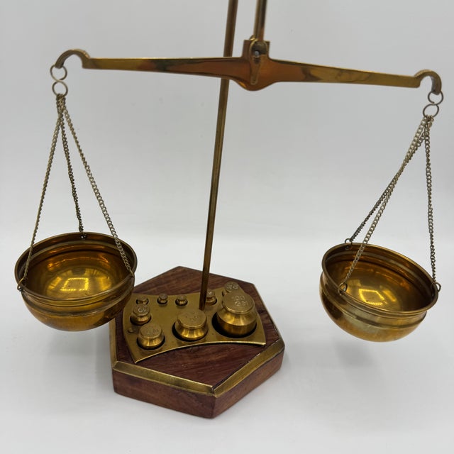 Precision Scale in Brass and Wood, 1920s For Sale - Image 10 of 12