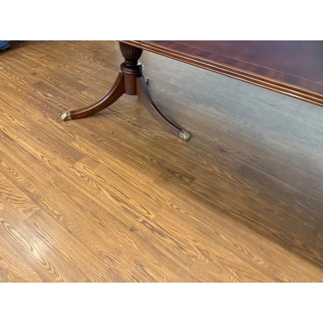 Traditional Banded Georgian Style Mahogany Dining Table by Leighton Hall - Showroom Sample For Sale - Image 13 of 14