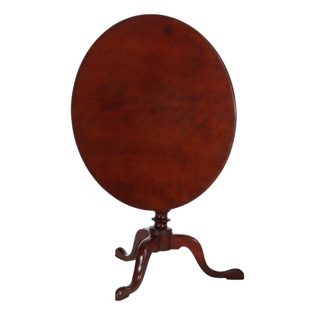 Antique Queen Anne Federal Mahogany Tilt Top Table With Bird Cage C1880 For Sale
