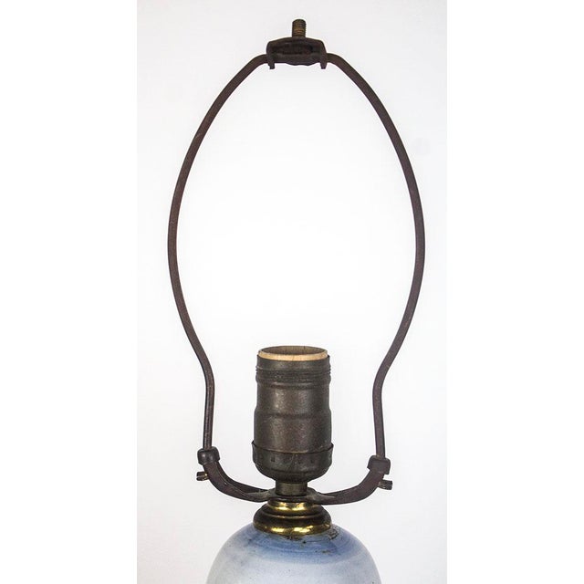 Vintage Blue & White Lamp With Latin Inscription - Secret Drawer For Sale In Las Vegas - Image 6 of 8