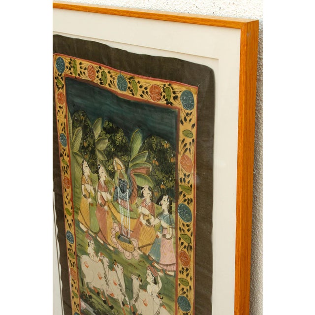 Sacred Pasture, Framed Vintage Pichwai Painting For Sale In Los Angeles - Image 6 of 7
