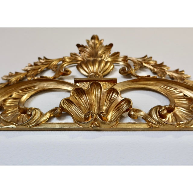 2010s Vintage Italian Giltwood Wall Ornament, Architectural Pediment, Acanthus Scroll & Shell Motif For Sale - Image 5 of 11