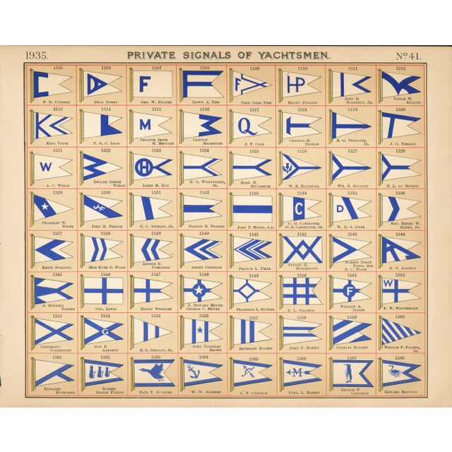 Coastal Original Lloyd's Register of Yachts "Private Signals of Yachtsmen" Reference Pages – Set of 4 – Year 1935 Group B For Sale - Image 3 of 5