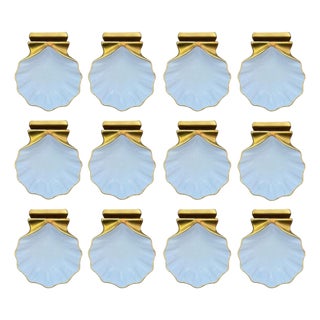 Mid-20th Century Fitz and Floyd Porcelain Shell-Form Place Card Holders - Set of 12 For Sale