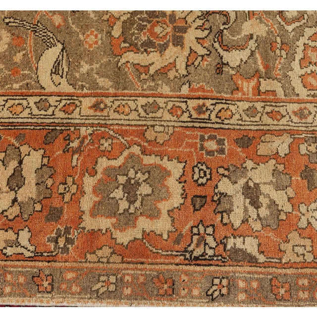 19th Century Indian Amritsar Brown, Beige and Salmon Wool Rug For Sale - Image 4 of 8