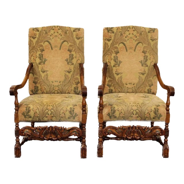 Pair of Vintage Louis XIV Style Armchairs For Sale
