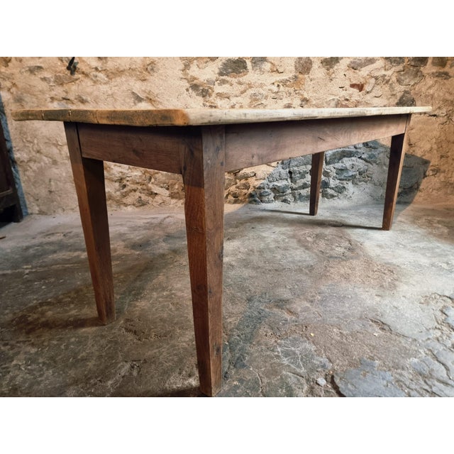 Antique French Country Dining Table with Oak Base & Pine Top, 1900s For Sale - Image 15 of 17