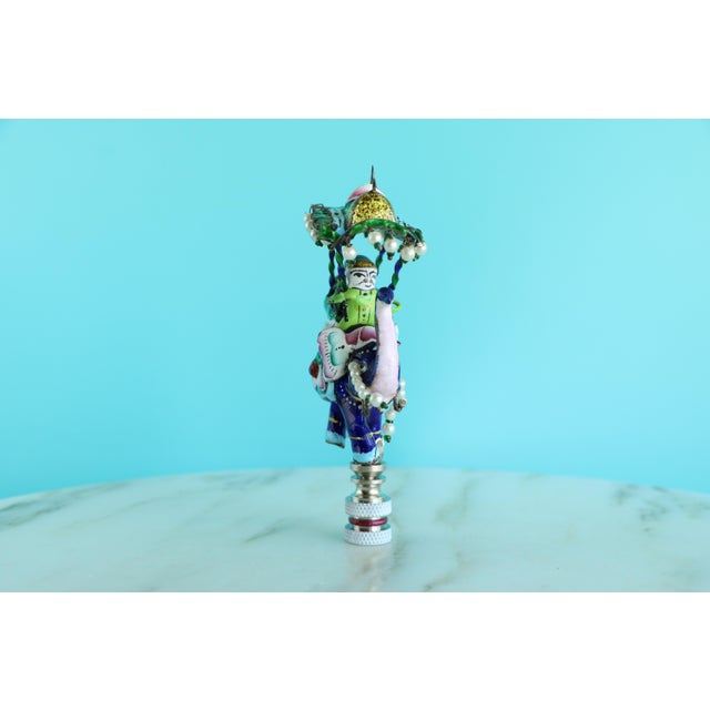 2020s Indian Meenakari Enameled Silver Elephant Lamp Finial For Sale - Image 5 of 11