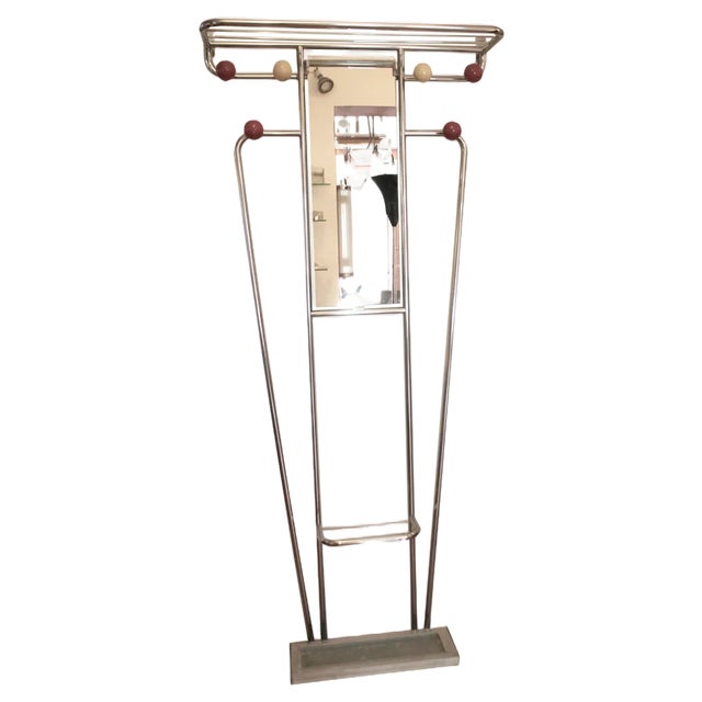 Art Deco French Coat Stand in Chromed Steel, 1940s For Sale