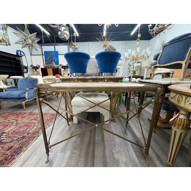 Maison Baguès 1940s Italian Neoclassical Style Bronze Console Table For Sale - Image 4 of 13