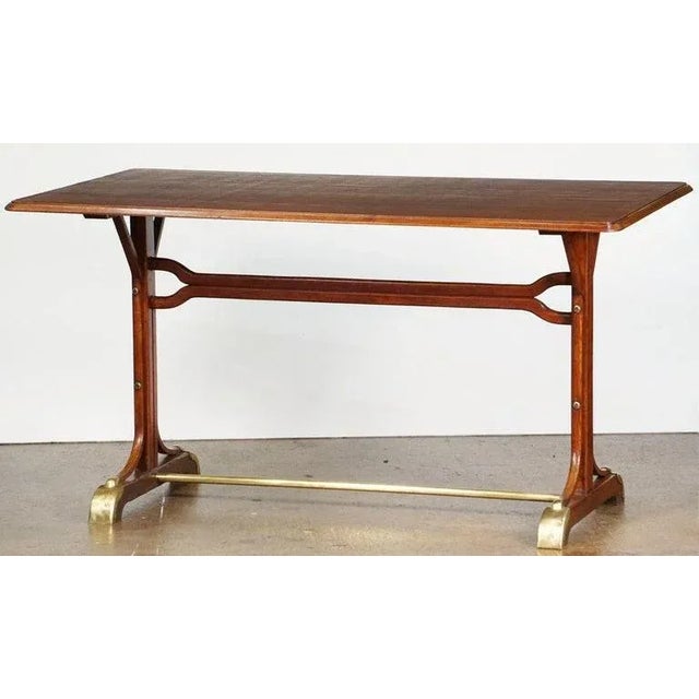 Large French Rectangular Bistro or Pub Table With Brass Accents For Sale - Image 12 of 13