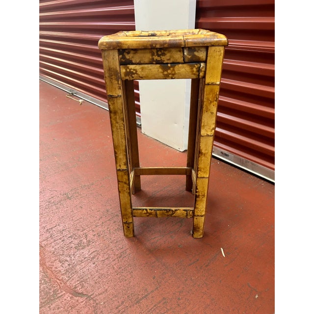 Mid 20th Century Vintage Burnt Bamboo Side Table/Plant Stand For Sale - Image 5 of 10