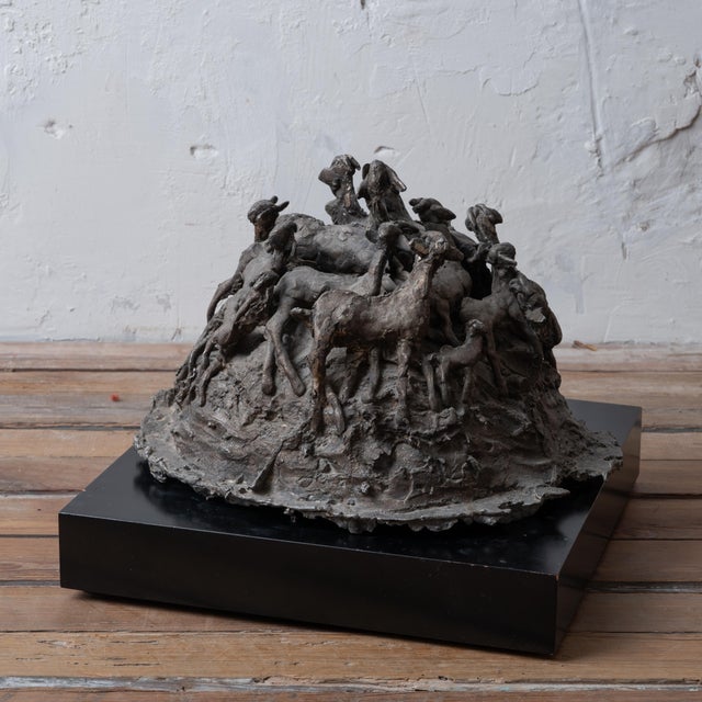 Modern Shyam Lal - Herd of Goats Bronze Sculpture, c.1990 For Sale - Image 3 of 14