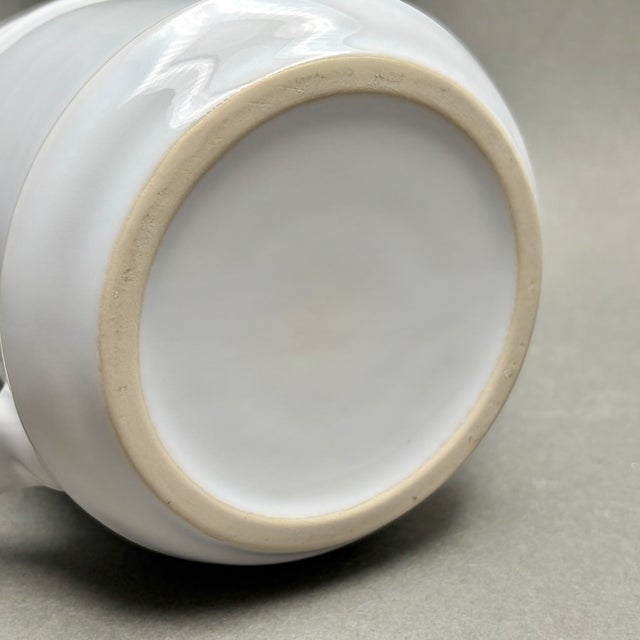 Vintage White Mid-Century Modern Farmhouse Ceramic Pitcher For Sale - Image 9 of 9