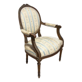 19th Century French Louis XVI Walnut Armchair ~ Fauteuil For Sale