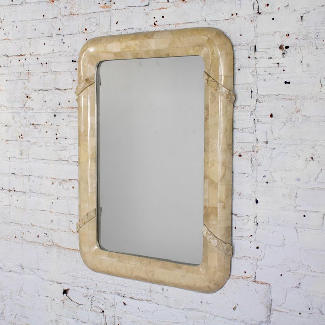 Late 20th Century Modern Tessellated Travertine Console or Sofa Table & Wall Mirror Set Made in Philippines For Sale - Image 13 of 18