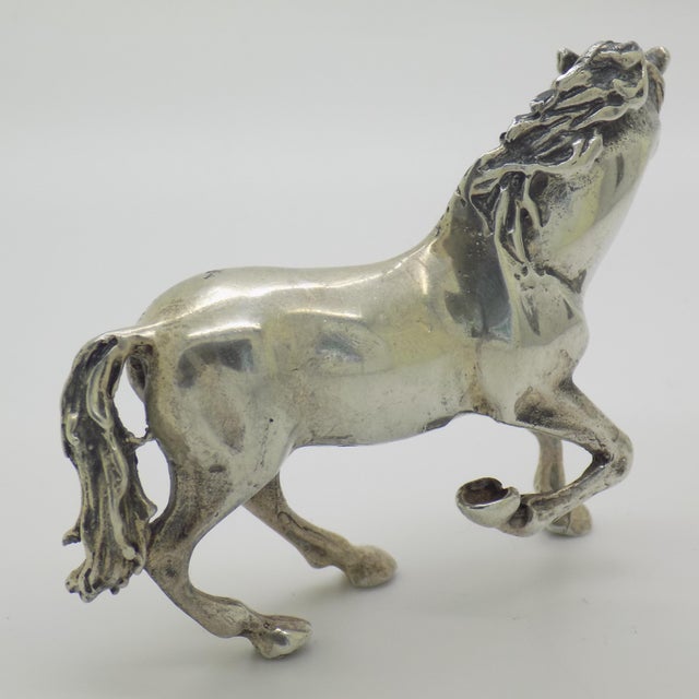 Metal Vintage Italian Large Galloping Horse Figurine in Silver, Arezzo, 1970s For Sale - Image 7 of 12