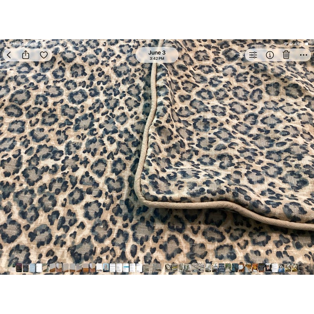 1970s Vintage McGuire Rattan Ottoman in Leopard Print Upholstery For Sale - Image 5 of 6