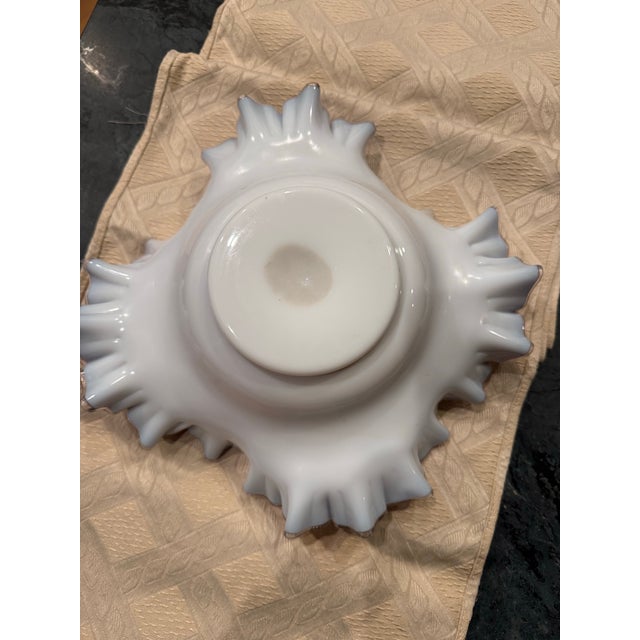 English Victorian-Era Hand-Blown Art Glass Bride's Bowl For Sale - Image 3 of 9