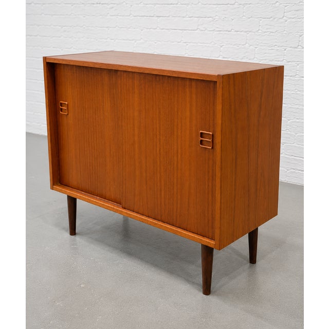 Mid Century Modern Teak Jr. Credenza | Danish Storage Entryway Cabinet, Circa 1960's For Sale - Image 13 of 15