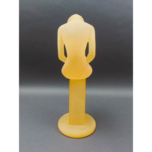 Vintage Monique Frosted Lucite Female Woman on Pedestal Sculpture For Sale In Miami - Image 6 of 10