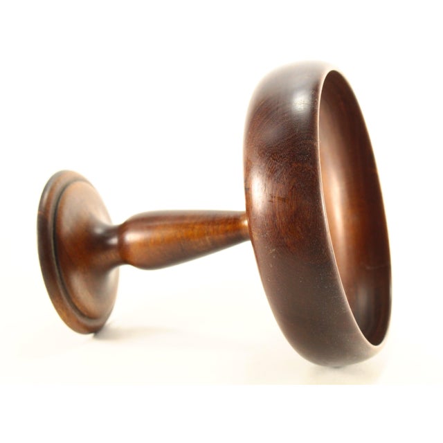 Victorian Mid. 1800's Turned Wood Treen Ware Raised Tazza, Compote For Sale - Image 10 of 12