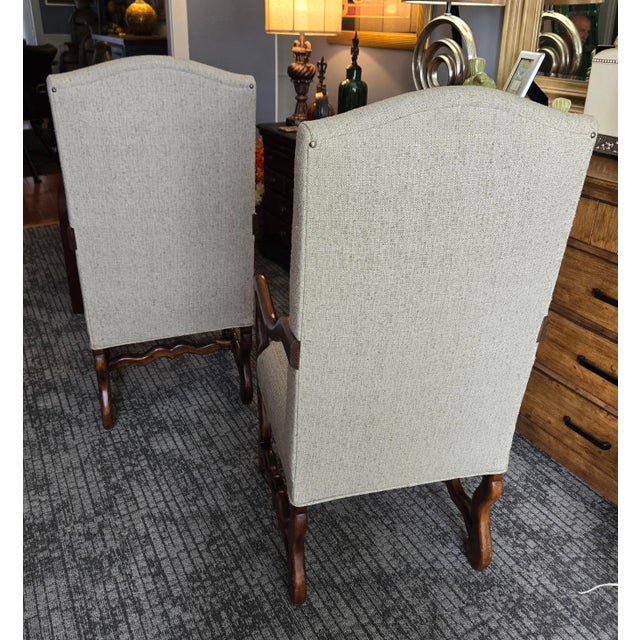 1970s Pair of French Louis XIV Style Upholstered Hardwood Chairs For Sale - Image 4 of 7