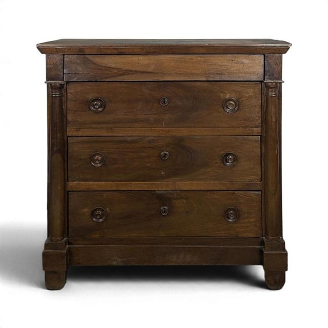 Empire Style Walnut Chest of Drawers with Detached Columns For Sale - Image 10 of 10