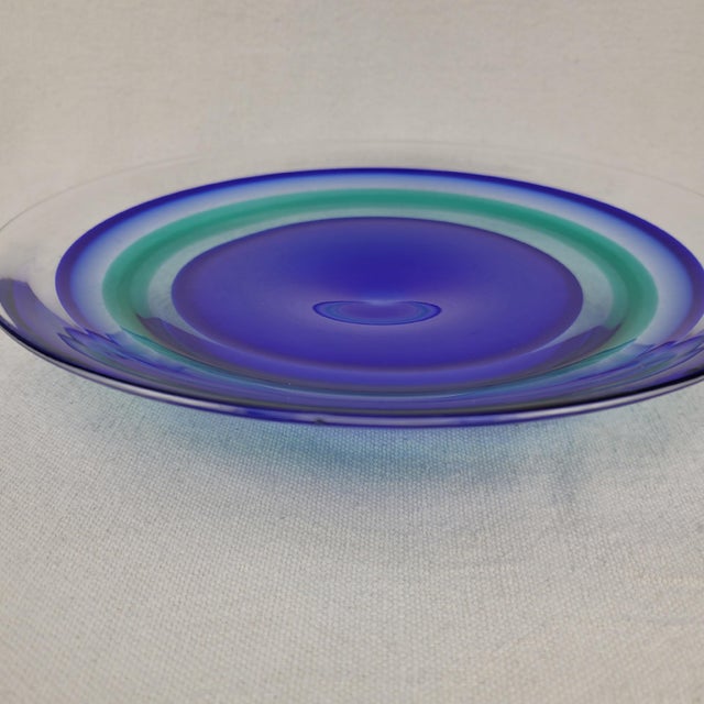 Glass Orrefors Olle Alberius Blue Green Art Glass Bowl Signed MCM For Sale - Image 7 of 10
