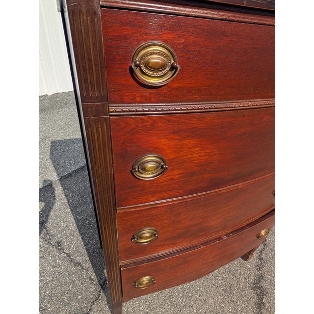 Brown Vintage Mid 20th Century Federal Hepplewhite Style Mahogany Four Drawer Chest of Drawers For Sale - Image 8 of 10