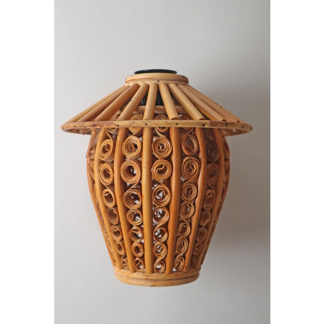 Bamboo Lantern Wall Lights, 1950s, Set of 2 For Sale - Image 9 of 18