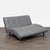 Modern EQ3 armless leather lounge sofa featuring a sculpted curved seat and fixed back design. Upholstered in genuine gray...
