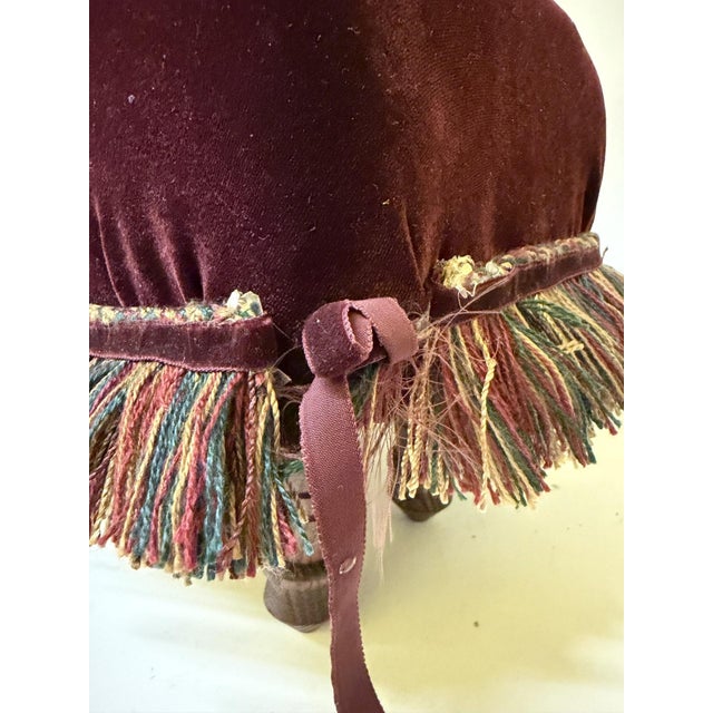 Wood Mid 20th Century Artisan Handmade Velvet Footstool by Ingrid McKinley For Sale - Image 7 of 11