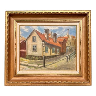 Axel Nipsted, Town, 1960s, Oil on Canvas, Framed For Sale