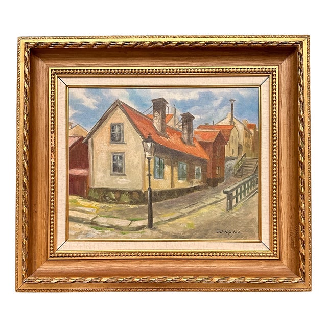 Axel Nipsted, Town, 1960s, Oil on Canvas, Framed For Sale