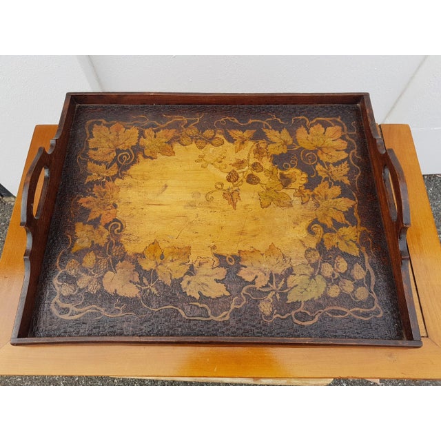 Vintage Wood Tray Perfect for serving cocktails or tea with friends! A great vintage wood tray from the early 20th...