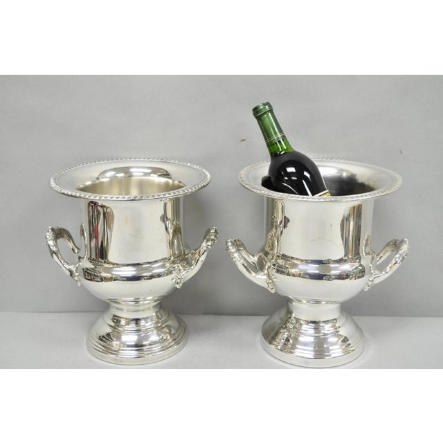 Vintage Leonard Silver Plated Trophy Cup Urn Champagne Chiller Bar Ice Bucket -a Pair (slight variation in handle height)....