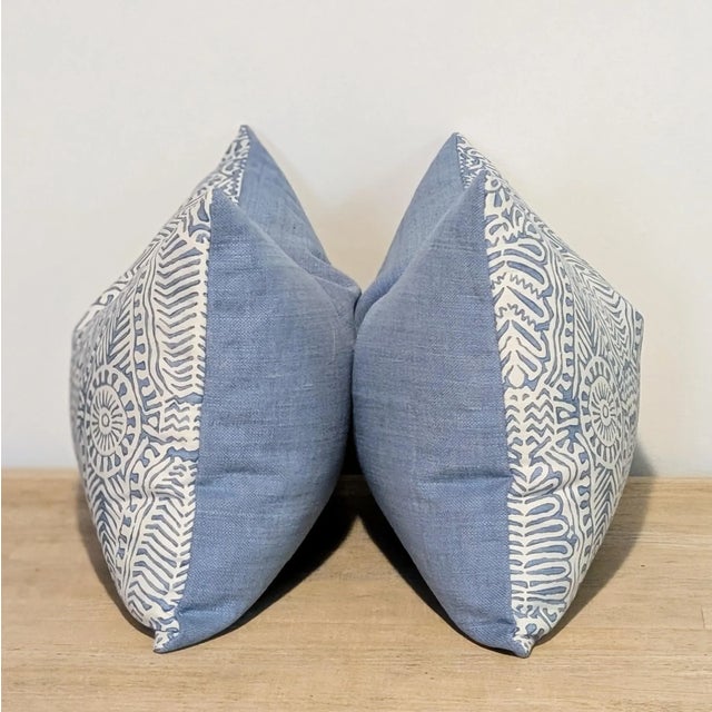 Traditional Lee Jofa Drayton Denim 14x20" Lumbar Pillows - Set of 2 For Sale - Image 3 of 6