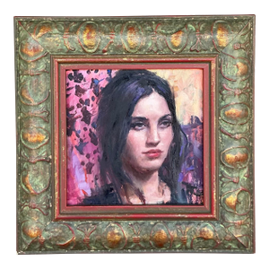 Vintage Boho Original Oil Portrait on Board
