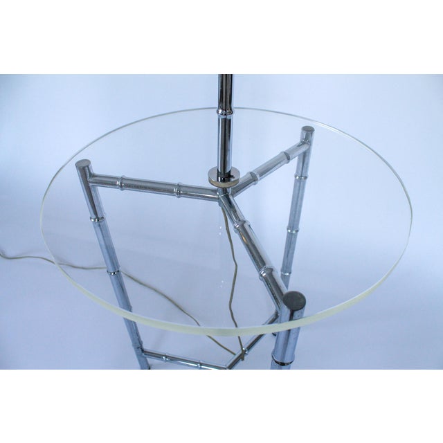 Mid-Century Chrome & Lucite Faux Bamboo Floor Lamp For Sale In Milwaukee - Image 6 of 11