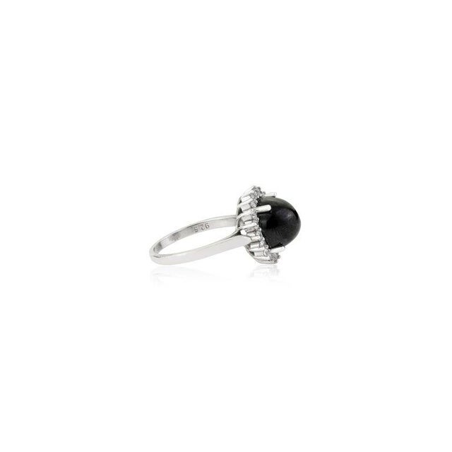 Vintage Inspired Natural Black Star & Zircon Halo Cocktail Ring Size 8 For Sale - Image 9 of 13