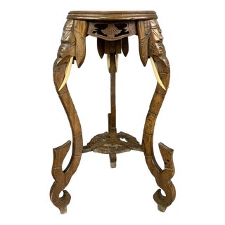 Carved Side Table with Elephant Heads, Early 20th Century, 1890s For Sale