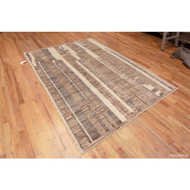 Beautifully Decorative Soft Earthy Neutral Color Tribal Geometric Design Modern Area Rug, Country Of Origin: Central Asia,...