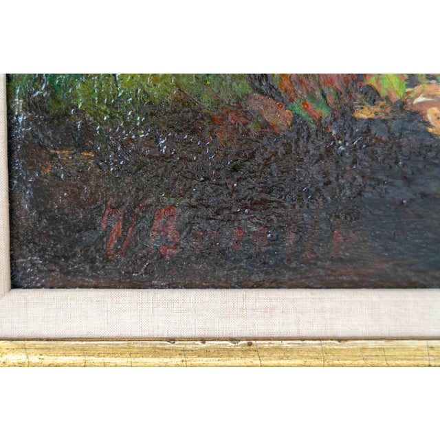 Large Dutch Hague School Windmill Landscape Oil Painting with Polder Lake & Sailboat by Victor Bauffe, Circa 1900, Framed For Sale - Image 18 of 18