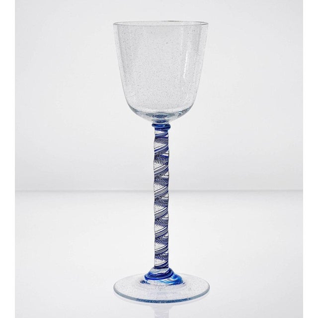 Cobalto and Pulegoso Murano Glass with Twisted Stems from Cenedese, 1950s, Set of 6 For Sale - Image 4 of 18