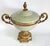 French Footed Bowl or Urn Celadon Green & Brass Candy Dish For Sale - Image 3 of 12