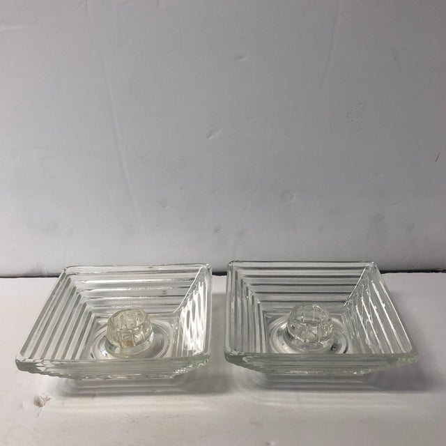 Anchor Hocking Manhattan Line by Anchor Hocking Candleholders - a Pair For Sale - Image 4 of 6