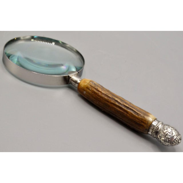 Antique English Sterling & Stag Horn Magnifying Glass Hallmarks For Sale - Image 4 of 8